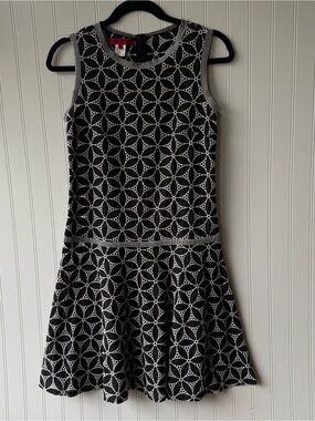 Vivienne Tam Black & White Embroidered Cotton Fit & Flare Dress Size 2